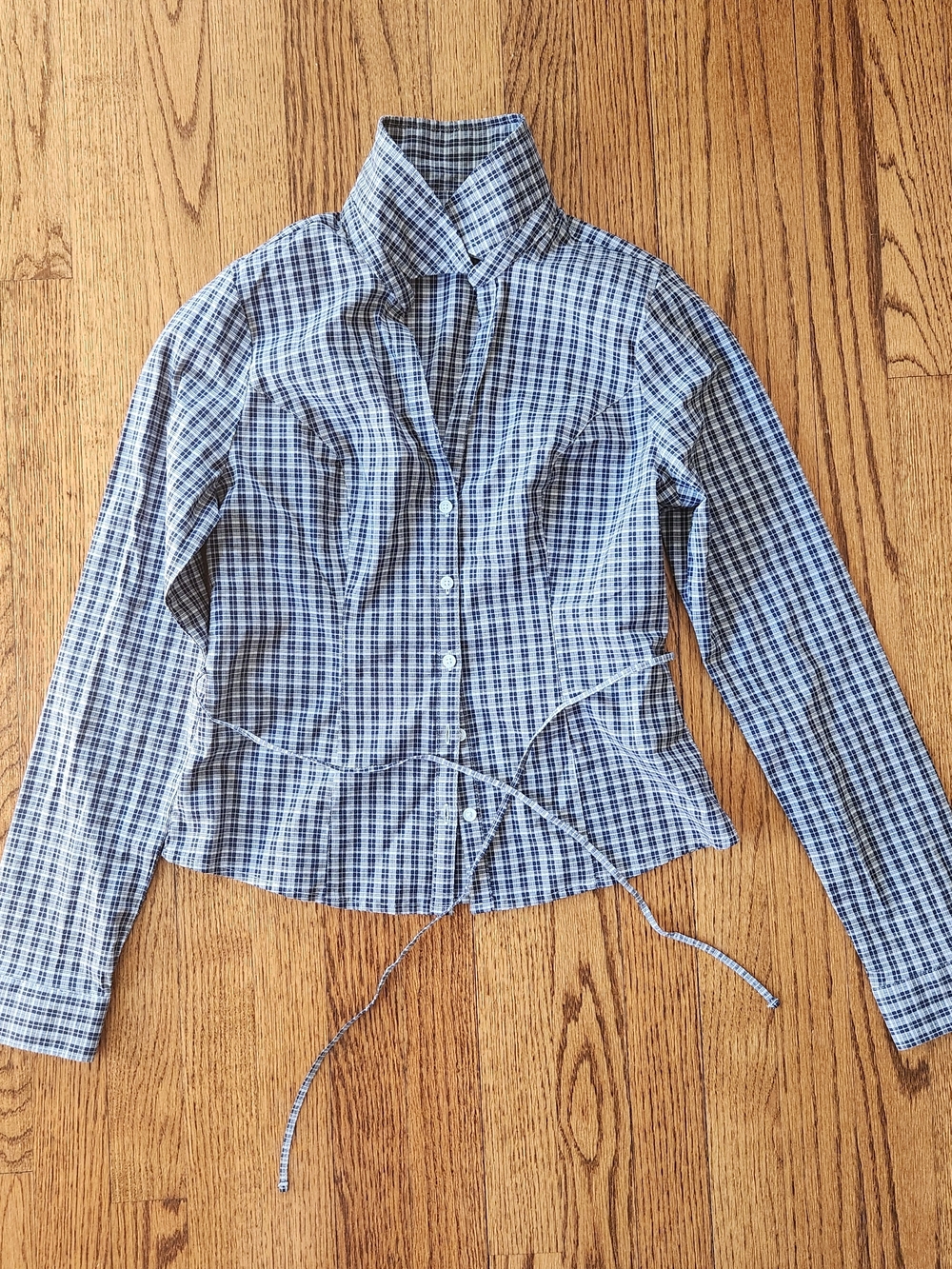 Hollister Navy and White Plaid Button-Front Shirt